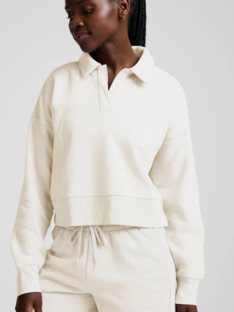Beyond Yoga Luxefleece Collared Sweatshirt White | Nwt | Size M